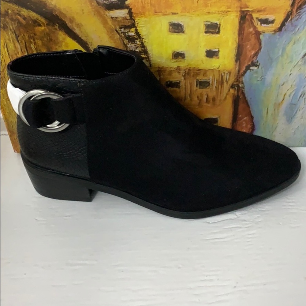 Used condition. Bellavita black suede and snake skin booties, without box